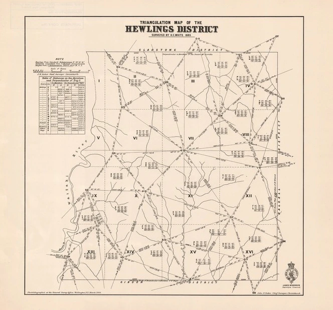 Triangulation map of the Hewlings District / surveyed by H.C. White 1885.