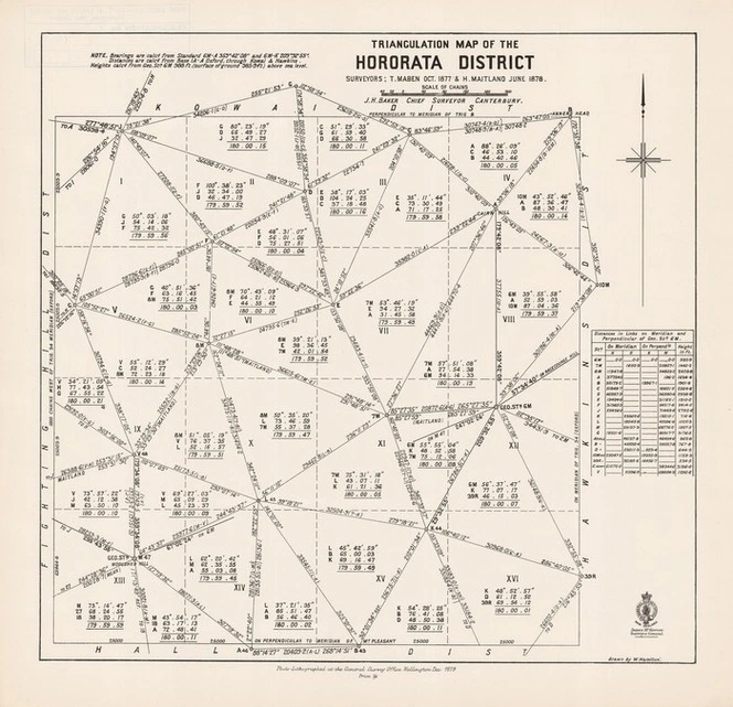 Triangulation map of the Hororata District / surveyors ; T. Maben Oct. 1877 & H. Maitland June 1878 ; drawn by W. Hamilton.