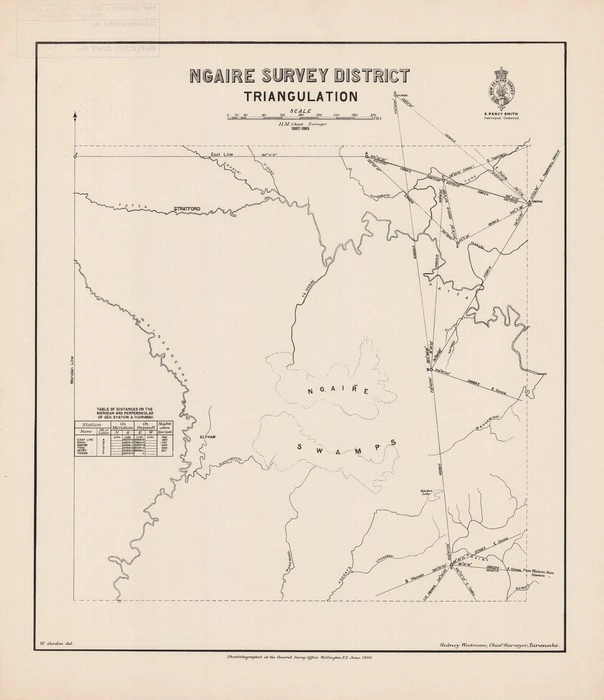 Ngaire Survey District triangulation / H.M. Skeet, Surveyor 1882-1883 ; W. Gordon del.