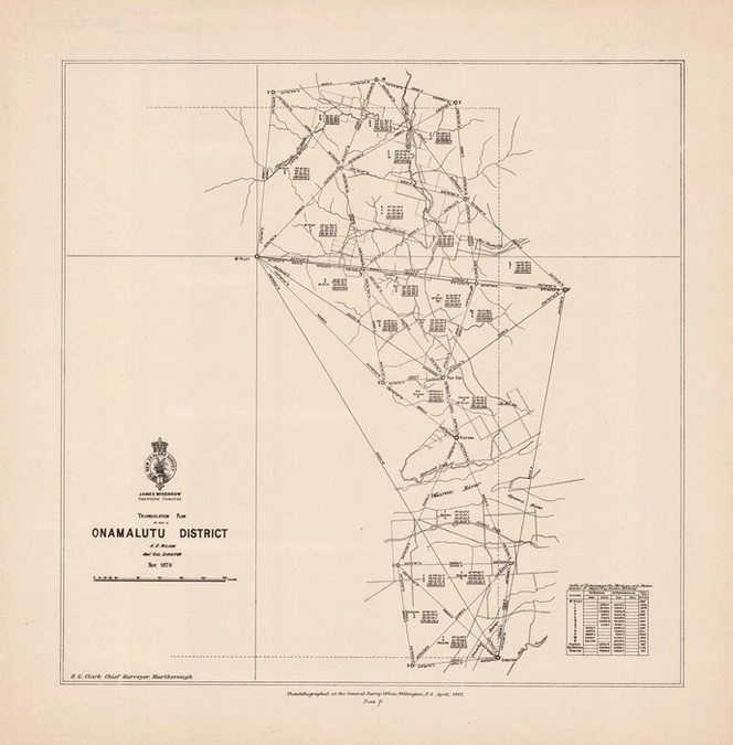 Triangulation plan of part of Onamalutu District / A.D. Wilson Asst. Geo Surveyor, Nov. 1878.