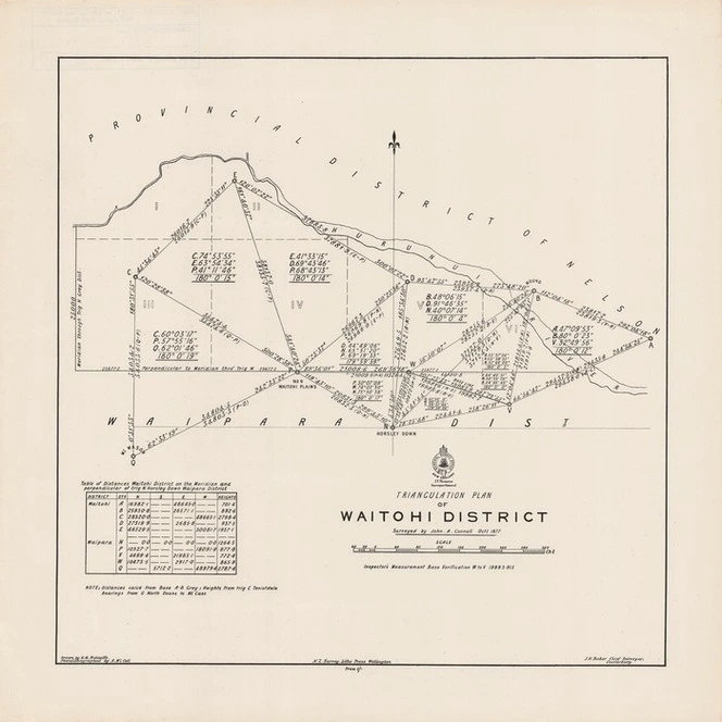 Triangulation plan of Waitohi District / surveyed by John A. Connell Octr. 1877 ; drawn by E.M. Metcalfe.