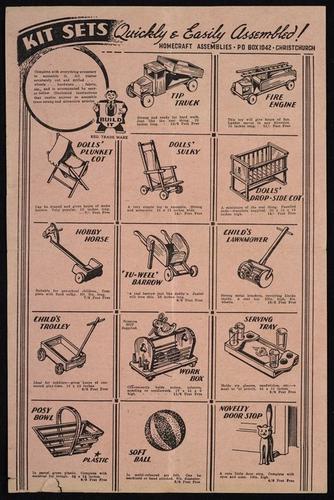 Homecraft Assemblies (Firm): Kit sets quickly & easily assembled! Homecraft Assemblies, PO Box 1042, Christchurch [ca 1958]