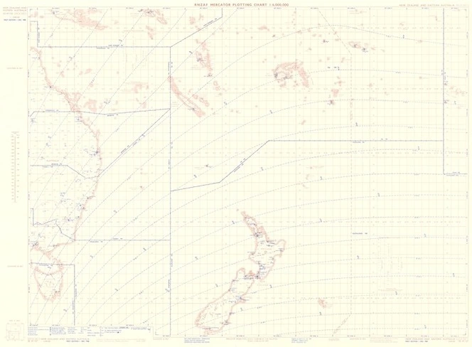 RNZAF Mercator plotting chart 1:6,000,000. New Zealand and eastern Australia.