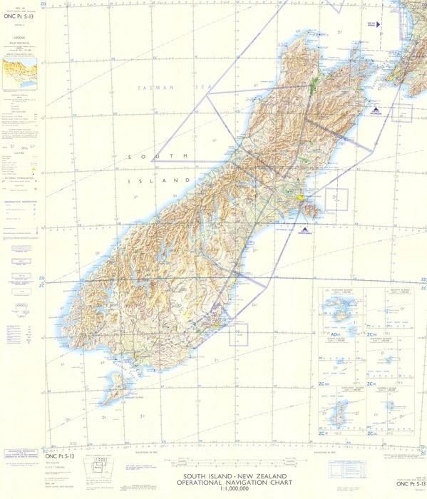 South Island-New Zealand operational navigation chart, 1:1,000,000.