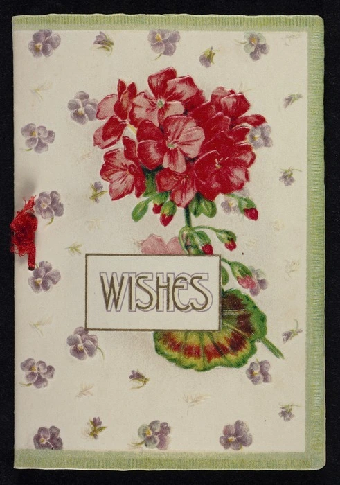 [Greeting card]. Wishes; with best Yuletide greetings. Designed in England; printed in Prussia [Christmas 1910]