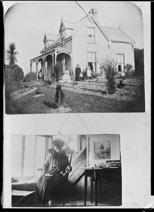 House of the Hodgkins family, Royal Terrace, Dunedin; Frances Hodgkins in the wharf studio, St Ives, Cornwall, England - Photograph taken by Miss Wood