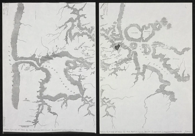 [Creator unknown] :[Plan showing positions of native strongholds [Auckland region] about the year 1720] [copy of ms map].