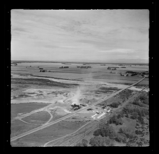 Lime or shingle works, Rangitata River Bridge, Canterbury Region