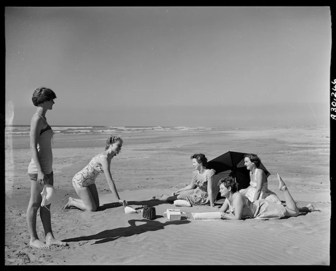 Women at Carters Beach, Westport - Photograph taken by K V Bigwood