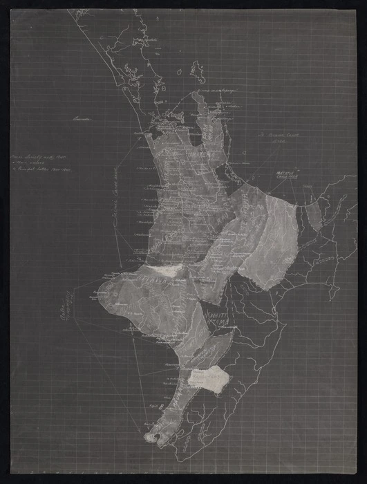 New Zealand Department of Internal Affairs Centennial Publications Branch :[Map of North Island] showing Maori society as @ 1840 and principal battles 1800-1840. [ms map]