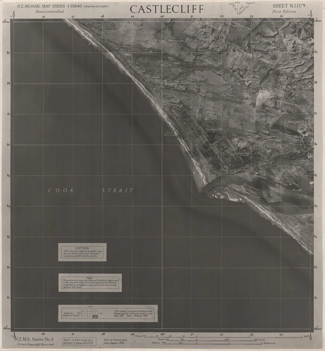 Castlecliff / this mosaic compiled by N.Z. Aerial Mapping Ltd. for Lands and Survey Dept., N.Z.