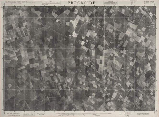 Brookside / this mosaic compiled by N.Z. Aerial Mapping Ltd. for Lands and Survey Dept., N.Z.