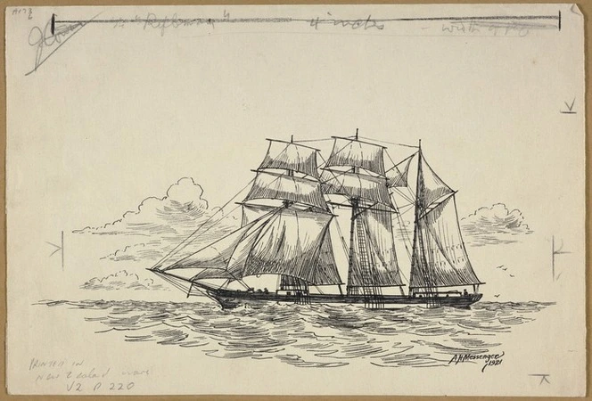 Messenger, Arthur Herbert, 1877-1962 :The schooner Rifleman, 1868. 1921