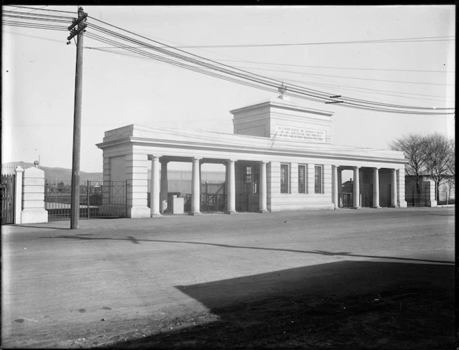 Creator unknown :Photograph of Lancaster Park war memorial, Christchurch