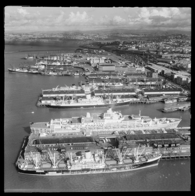 Oriana ship docked at Auckland Wharves