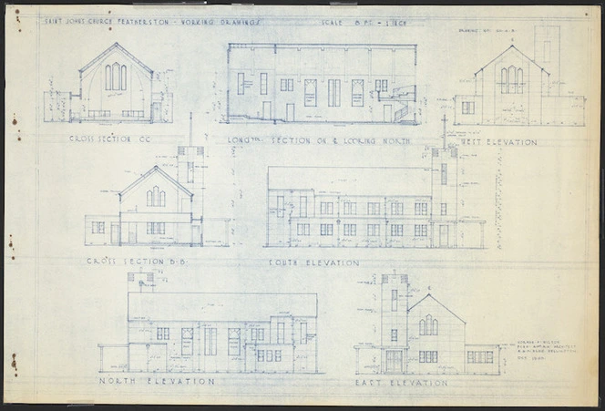 Wilson, Norman Frank, 1901-1973 :St John's Church Featherston. Working drawings. October, 1960