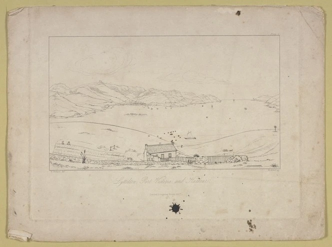 Holmes, William Howard 1825-1885 :Lyttelton Port Victoria and harbour / Henry Adlard sc. [London; Longman Brown & Co 1853]