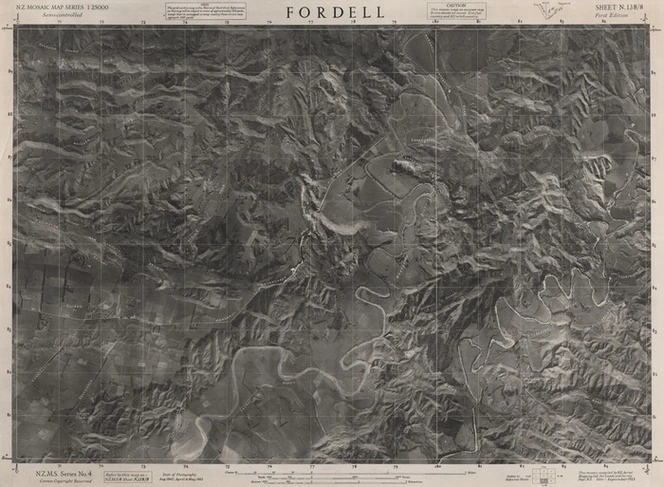 Fordell / this mosaic compiled by N.Z. Aerial Mapping Ltd. for Lands and Survey Dept., N.Z.