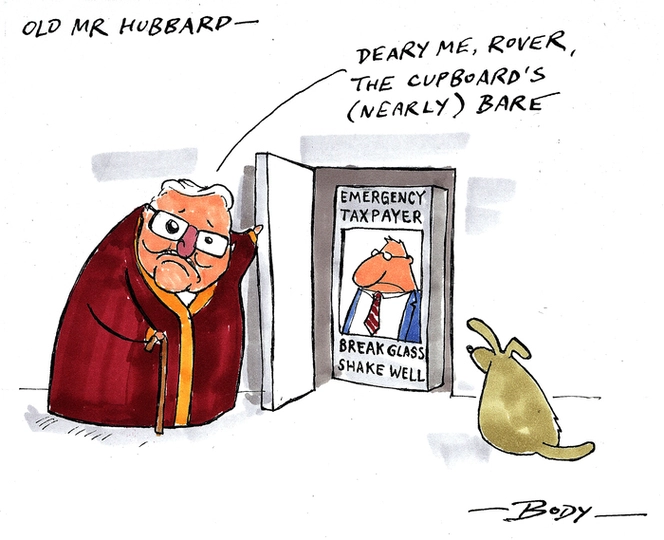 Old Mr Hubbard - "Deary me, Rover, the cupboard's (nearly) bare." 31 August 2010