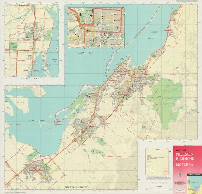 Map of Nelson, Richmond and Motueka.