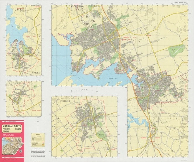 Manukau South, Pukekohe, Waiuku, Tuakau : scale 1:20 000 (1cm to 200 metres).