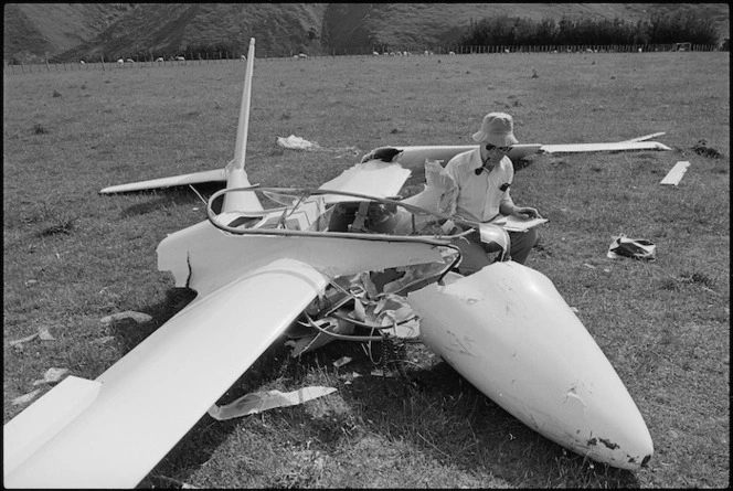 Air accident inspector at scene of fatal glider crash - Photograph taken by Ross Giblin