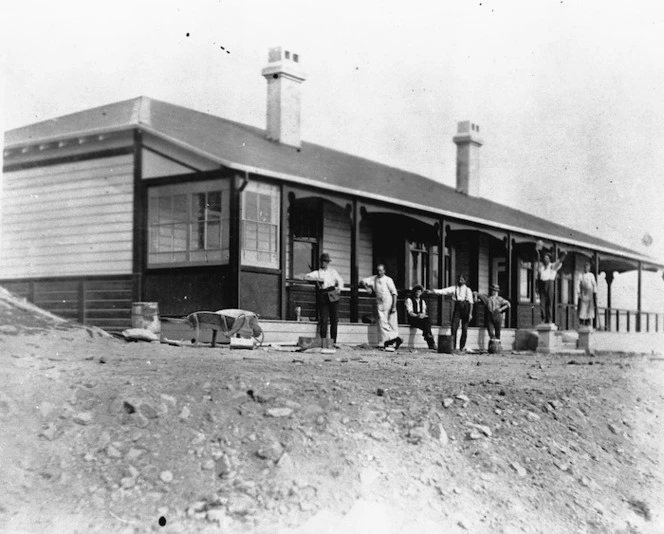 "Kairuru", home of Herbert and Mabel Henderson, under construction on the Takaka Hill