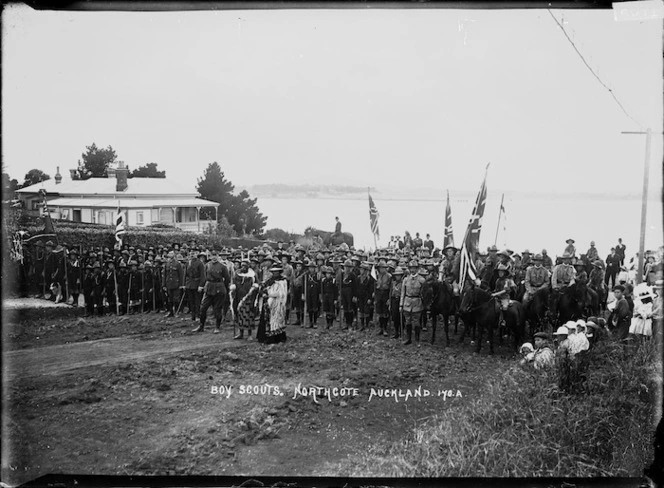 Parade of boy scouts at Northcote, Auckland