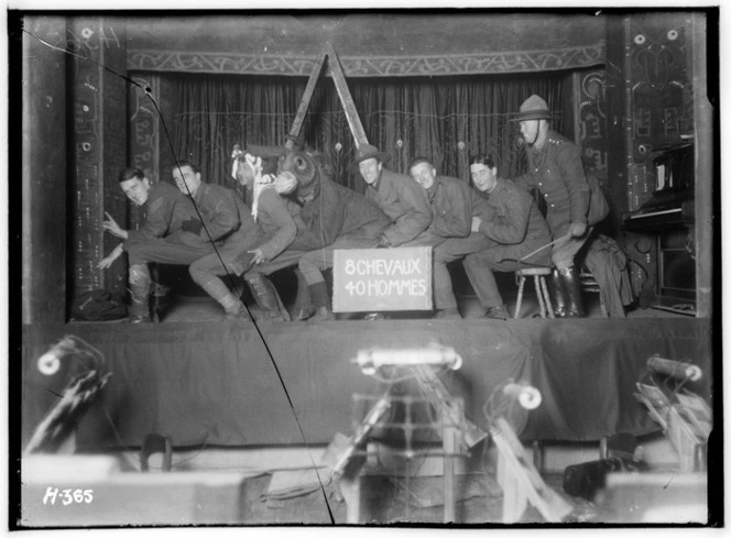 The Kiwis rehearsing a pantomime during World War I