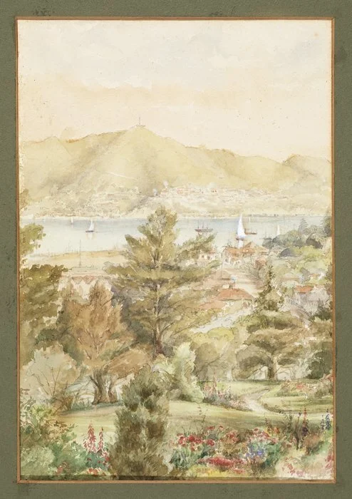 [Stowe, Jane], 1838-1931 :[Thorndon and Wellington Harbour. ca 1880]