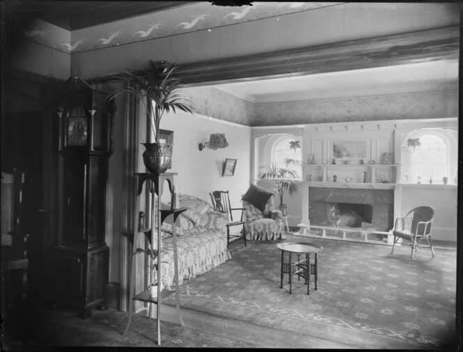 Mr Henry Wood's house, interior, sitting room, Christchurch