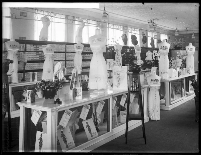Corsets on display inside The Economic, a retailer in Wanganui