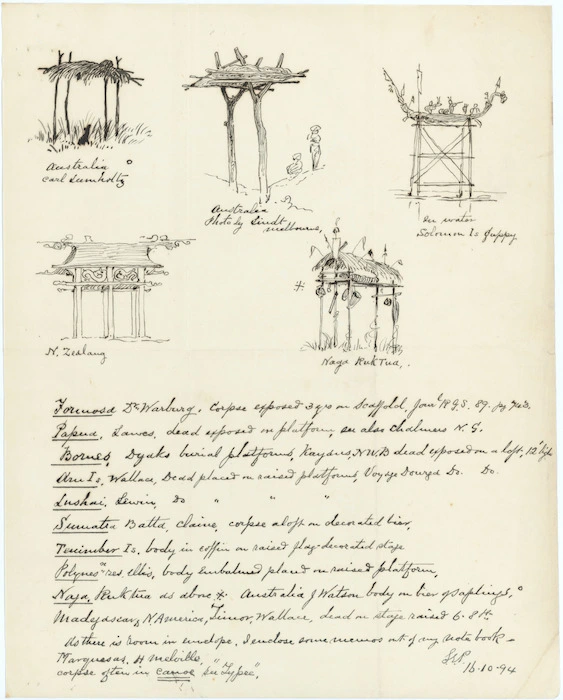 Illustrated page from letter by Samuel E Peal to Stephenson Percy Smith