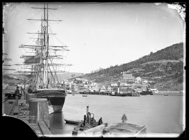 Sailing ship "Iris" berthed at Port Chalmers