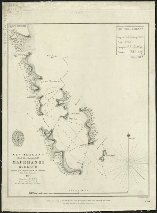 Maurhangi Harbour / surveyed by F. A. Cudlip ...  H.M.S. Buffalo ... 1834.