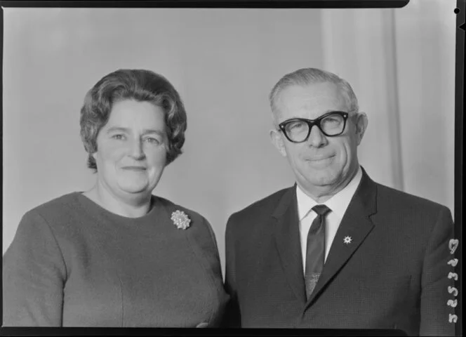 Mr H L J May, Member of Parliament for the Hutt, and his wife