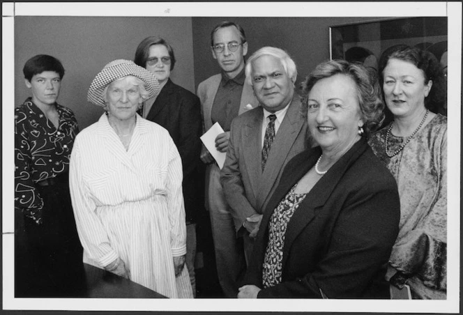 Members of the lobby groups Not in Our Name, and the Kawanatanga Network, with Race Relations Conciliator John Clarke - Photograph taken by Ray Pigney