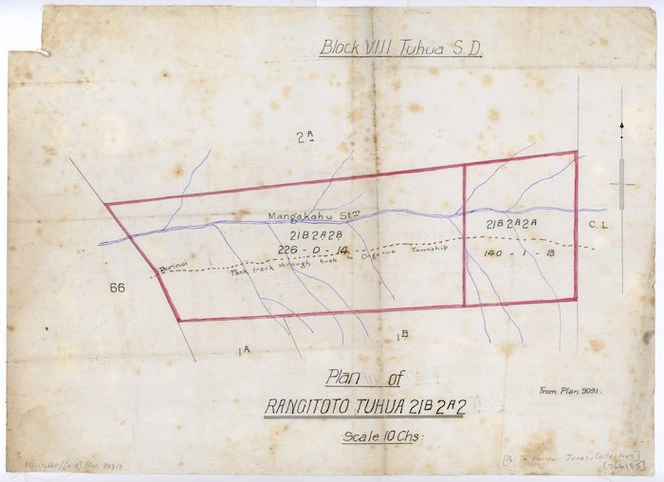 [Creator unknown] :Plan of Rangitoto Tuhua 21B2A2, Block VIII Tuhua S.D. [ms map]. [n.d.]