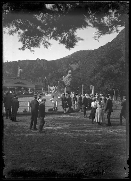 Crowd at a water slide, Days Bay - Photograph taken by David James Aldersley