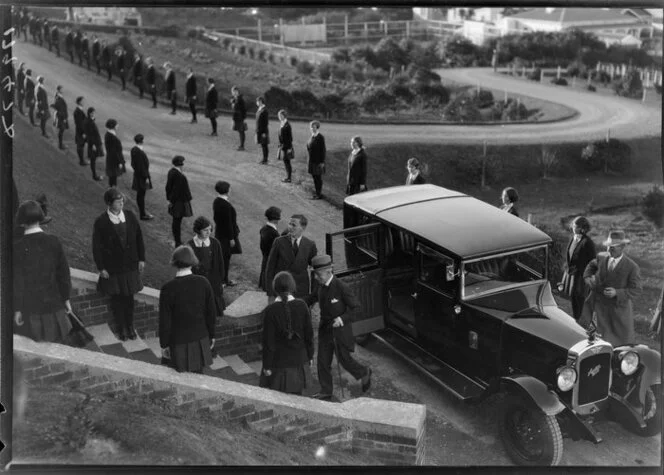 Arrival of dignitaries at school