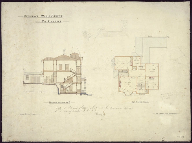 Thomas Turnbull & Son :Residence, Willis Street for Dr Chapple. December 1st, 1891.