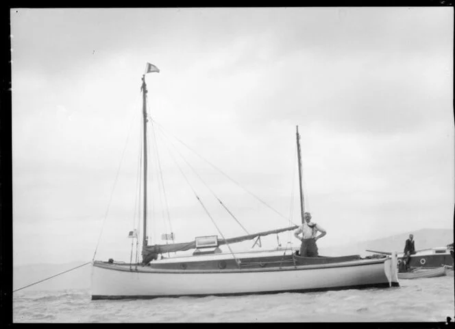 Yacht at anchor, Limbless Soldiers' Picnic