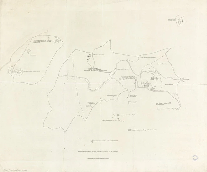 [Chart of New Zealand drawn by Tooke-Titter-a-nui Wari-pedo, a priest of that country who resided on Norfolk Islands 6 months]