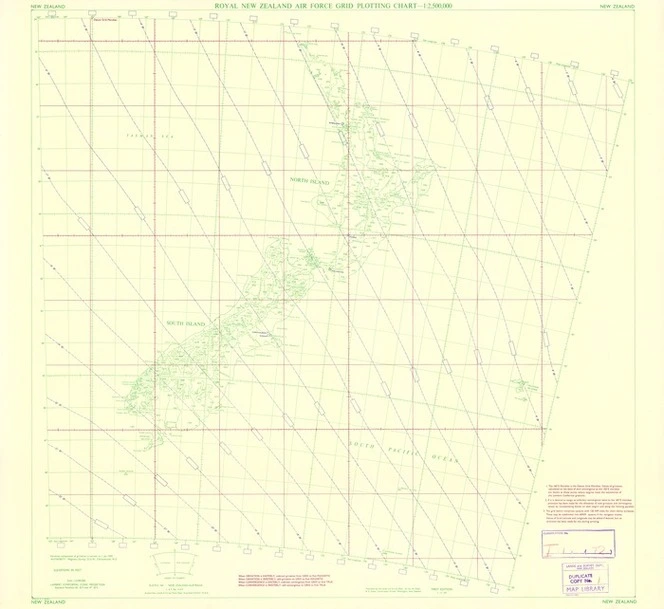 Royal New Zealand Air Force grid plotting chart-1:2,500,000. New Zealand / drawn by D.F. Rabbitt.
