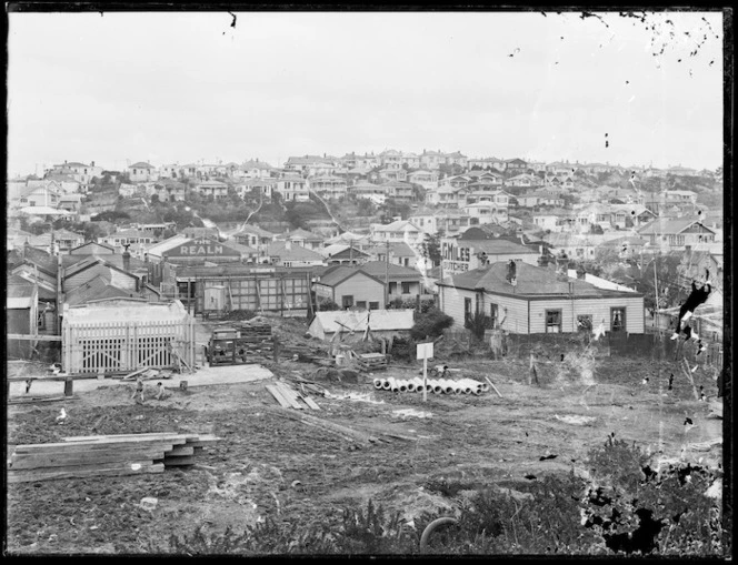 Construction area and houses in Hataitai, Wellington