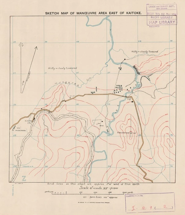 Sketch map of manœuvre area east of Kaitoke.