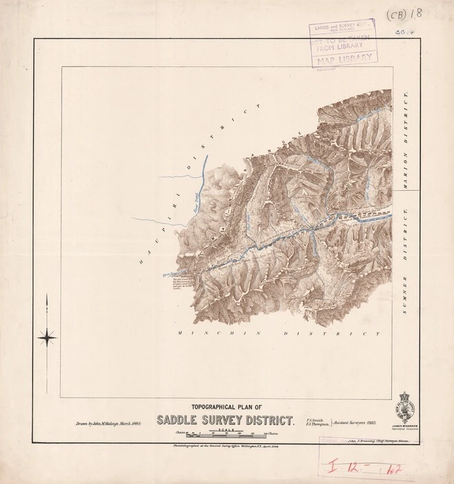 Topographical plan of Saddle Survey District / F.S. Smith, F.A. Thompson assistant surveyors ; drawn by John M. Malings.