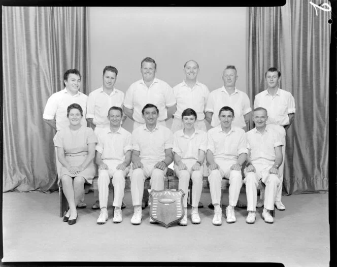 Wellington Gas Company Cricket Team, with trophy