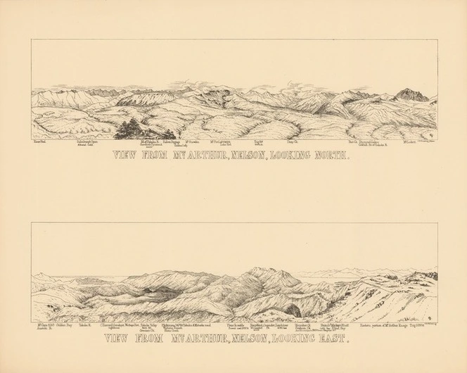 View from Mt. Arthur, Nelson, looking north ; View from Mt. Arthur, Nelson, looking east / J.S. Browning, Nelson.