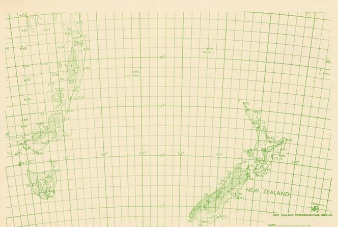 New Zealand Meteorological Service map of Tasman Sea.